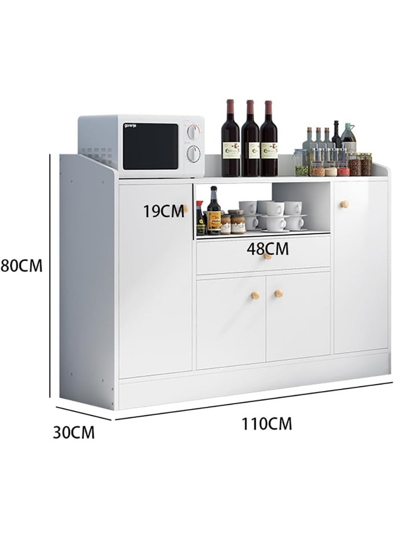 Sideboard Cabinet, Wooden Kitchen Cabinet with 1 Drawer & 4 Doors for Microwave Oven, Tableware and Kitchen Utensils, Modern Storage Cabinet for Dining Room, Living Room and Kitchen, CDA5 (White) - Image 2